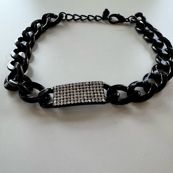 Jewelry - Black Chain Necklace with Rhinestone Accent